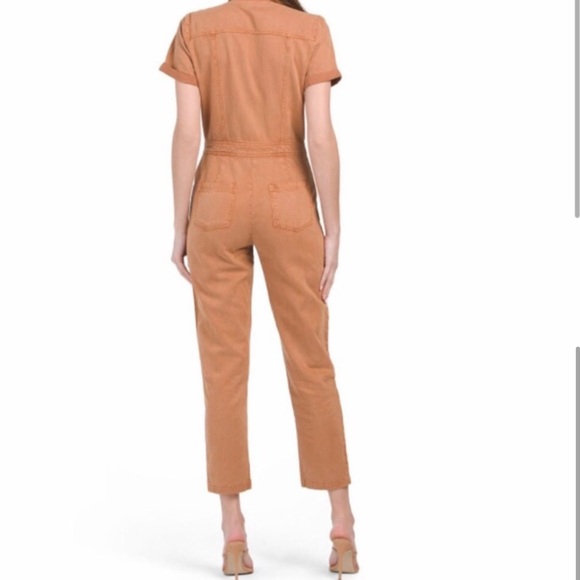 Anthropologie olive green utility jumpsuit flutter sleeves - Picture 3 of 8